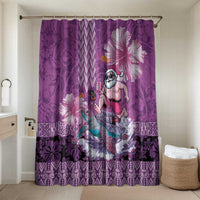 Hawaii Mele Kalikimaka Bathroom Set Funny Santa with Tribal Tattoos Kakau Purple Color - Polynesian Pride