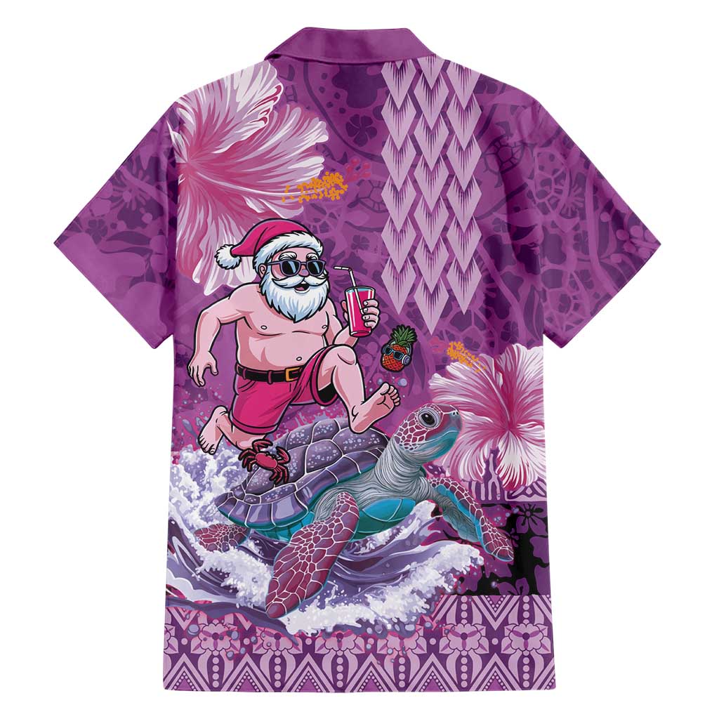 Hawaii Mele Kalikimaka Family Matching Tank Maxi Dress and Hawaiian Shirt Funny Santa with Tribal Tattoos Kakau Purple Color LT03 - Polynesian Pride