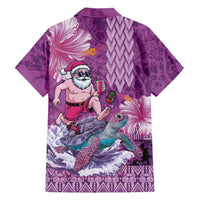 Hawaii Mele Kalikimaka Family Matching Tank Maxi Dress and Hawaiian Shirt Funny Santa with Tribal Tattoos Kakau Purple Color LT03 - Polynesian Pride