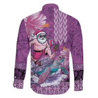 Hawaii Mele Kalikimaka Family Matching Tank Maxi Dress and Hawaiian Shirt Funny Santa with Tribal Tattoos Kakau Purple Color LT03 - Polynesian Pride