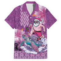 Hawaii Mele Kalikimaka Hawaiian Shirt Funny Santa with Tribal Tattoos Kakau Purple Color - Polynesian Pride