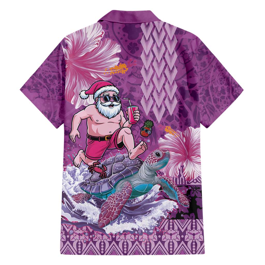 Hawaii Mele Kalikimaka Hawaiian Shirt Funny Santa with Tribal Tattoos Kakau Purple Color - Polynesian Pride