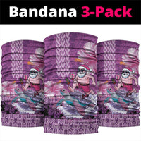 Hawaii Mele Kalikimaka Neck Gaiter Funny Santa with Tribal Tattoos Kakau Purple Color - Polynesian Pride