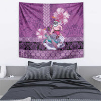Hawaii Mele Kalikimaka Tapestry Funny Santa with Tribal Tattoos Kakau Purple Color - Polynesian Pride