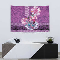 Hawaii Mele Kalikimaka Tapestry Funny Santa with Tribal Tattoos Kakau Purple Color - Polynesian Pride