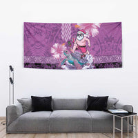 Hawaii Mele Kalikimaka Tapestry Funny Santa with Tribal Tattoos Kakau Purple Color - Polynesian Pride