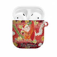 Hawaii Santa Mele Kalikimaka AirPods Case Tropical Puakenikeni Lei with Polynesian Tribal Pattern - Polynesian Pride