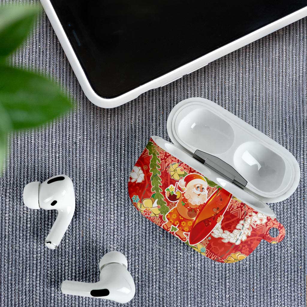 Hawaii Santa Mele Kalikimaka AirPods Case Tropical Puakenikeni Lei with Polynesian Tribal Pattern - Polynesian Pride