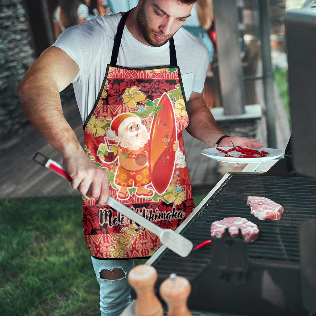 Hawaii Santa Mele Kalikimaka Apron Tropical Puakenikeni Lei with Polynesian Tribal Pattern - Polynesian Pride
