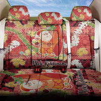Hawaii Santa Mele Kalikimaka Back Car Seat Cover Tropical Puakenikeni Lei with Polynesian Tribal Pattern - Polynesian Pride