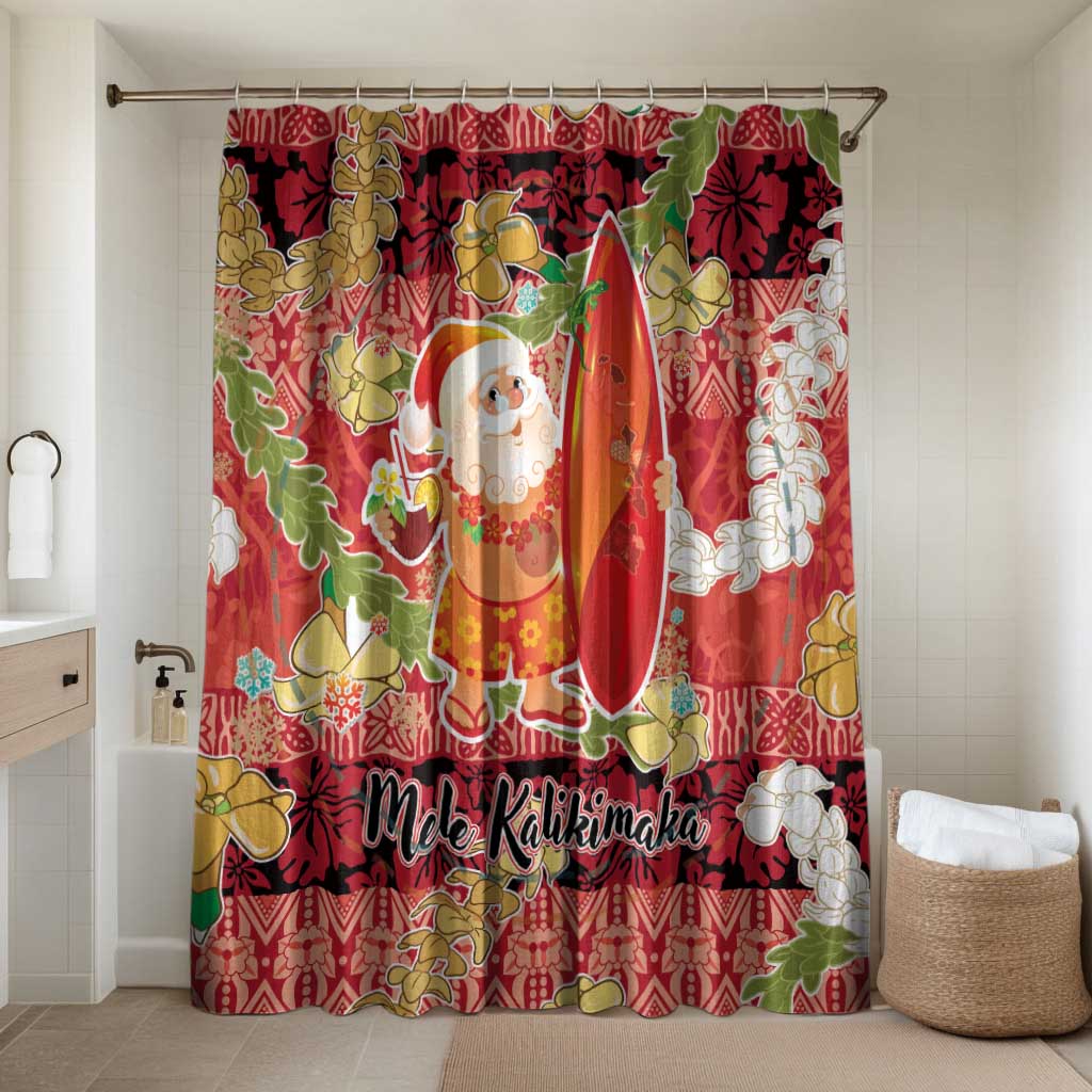 Hawaii Santa Mele Kalikimaka Bathroom Set Tropical Puakenikeni Lei with Polynesian Tribal Pattern - Polynesian Pride