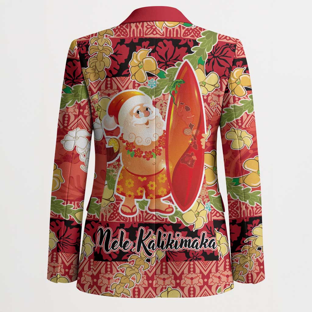 Hawaii Santa Mele Kalikimaka Blazer Tropical Puakenikeni Lei with Polynesian Tribal Pattern - Polynesian Pride