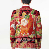 Hawaii Santa Mele Kalikimaka Blazer Tropical Puakenikeni Lei with Polynesian Tribal Pattern - Polynesian Pride
