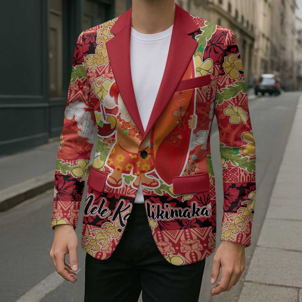 Hawaii Santa Mele Kalikimaka Blazer Tropical Puakenikeni Lei with Polynesian Tribal Pattern - Polynesian Pride