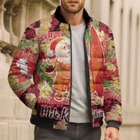 Hawaii Santa Mele Kalikimaka Bomber Puffer Jacket Tropical Puakenikeni Lei with Polynesian Tribal Pattern - Polynesian Pride