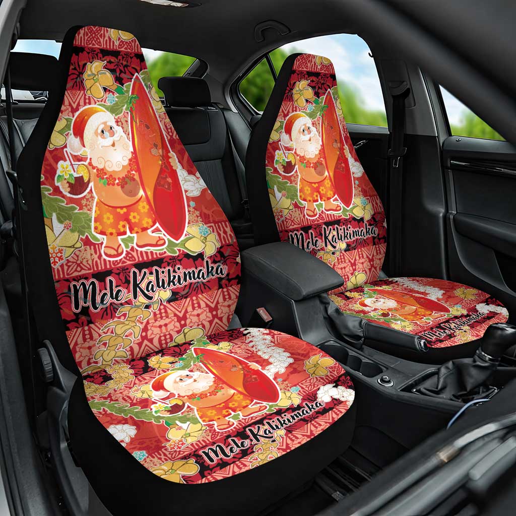 Hawaii Santa Mele Kalikimaka Car Seat Cover Tropical Puakenikeni Lei with Polynesian Tribal Pattern - Polynesian Pride