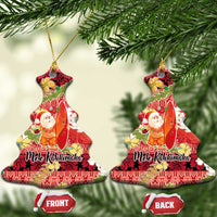 Hawaii Santa Mele Kalikimaka Ceramic Ornament Tropical Puakenikeni Lei with Polynesian Tribal Pattern - Polynesian Pride