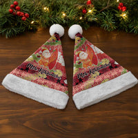 Hawaii Santa Mele Kalikimaka Christmas Santa Hat Tropical Puakenikeni Lei with Polynesian Tribal Pattern - Polynesian Pride
