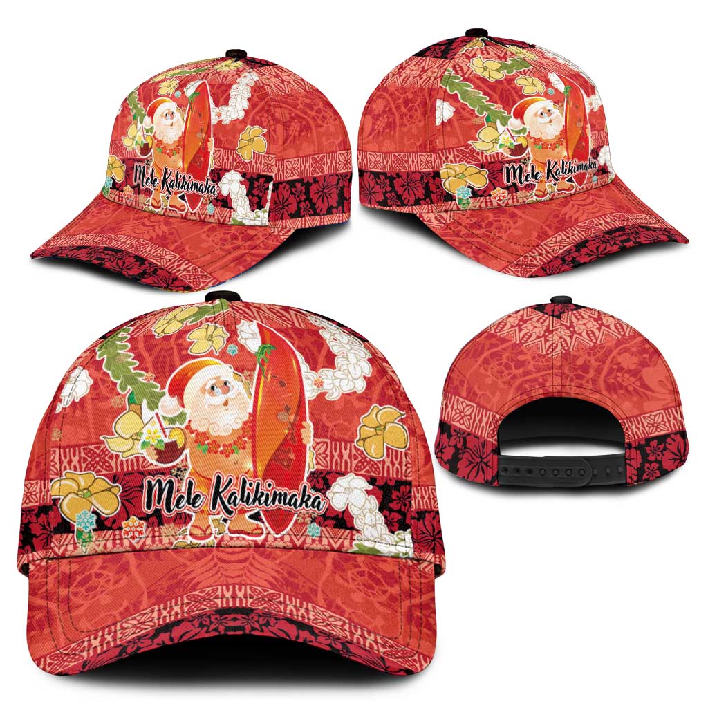Hawaii Santa Mele Kalikimaka Classic Cap Tropical Puakenikeni Lei with Polynesian Tribal Pattern - Polynesian Pride