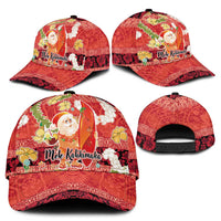 Hawaii Santa Mele Kalikimaka Classic Cap Tropical Puakenikeni Lei with Polynesian Tribal Pattern - Polynesian Pride