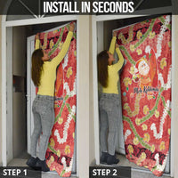 Hawaii Santa Mele Kalikimaka Door Cover Tropical Puakenikeni Lei with Polynesian Tribal Pattern - Polynesian Pride