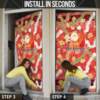 Hawaii Santa Mele Kalikimaka Door Cover Tropical Puakenikeni Lei with Polynesian Tribal Pattern - Polynesian Pride
