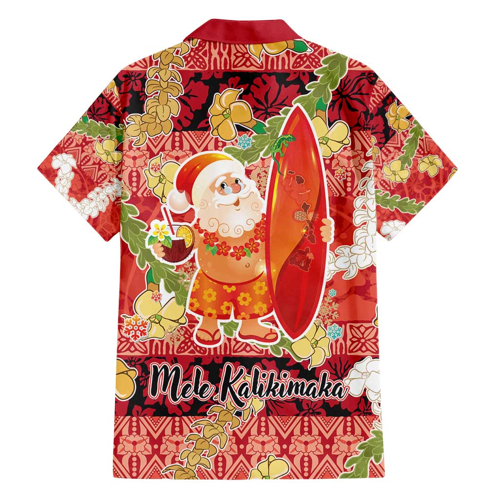 Hawaii Santa Mele Kalikimaka Family Matching Puletasi and Hawaiian Shirt Tropical Puakenikeni Lei with Polynesian Tribal Pattern - Polynesian Pride