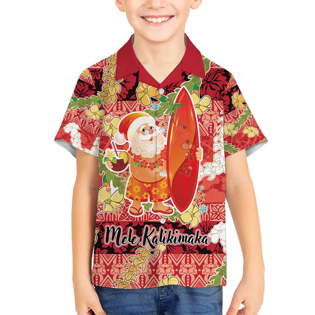 Hawaii Santa Mele Kalikimaka Family Matching Summer Maxi Dress and Hawaiian Shirt Tropical Puakenikeni Lei with Polynesian Tribal Pattern - Polynesian Pride