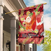 Hawaii Santa Mele Kalikimaka Garden Flag Tropical Puakenikeni Lei with Polynesian Tribal Pattern - Polynesian Pride