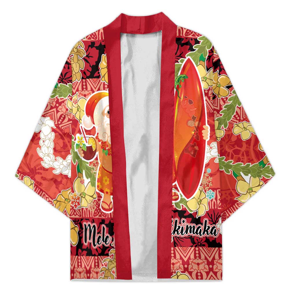 Hawaii Santa Mele Kalikimaka Kimono Tropical Puakenikeni Lei with Polynesian Tribal Pattern - Polynesian Pride
