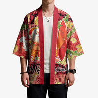 Hawaii Santa Mele Kalikimaka Kimono Tropical Puakenikeni Lei with Polynesian Tribal Pattern - Polynesian Pride