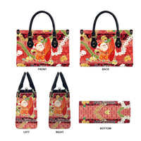Hawaii Santa Mele Kalikimaka Leather Bag Tropical Puakenikeni Lei with Polynesian Tribal Pattern - Polynesian Pride
