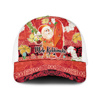 Hawaii Santa Mele Kalikimaka Mesh Trucker Cap Tropical Puakenikeni Lei with Polynesian Tribal Pattern - Polynesian Pride