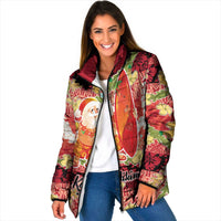 Hawaii Santa Mele Kalikimaka Padded Jacket Tropical Puakenikeni Lei with Polynesian Tribal Pattern - Polynesian Pride
