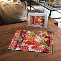 Hawaii Santa Mele Kalikimaka Puzzle Tropical Puakenikeni Lei with Polynesian Tribal Pattern - Polynesian Pride