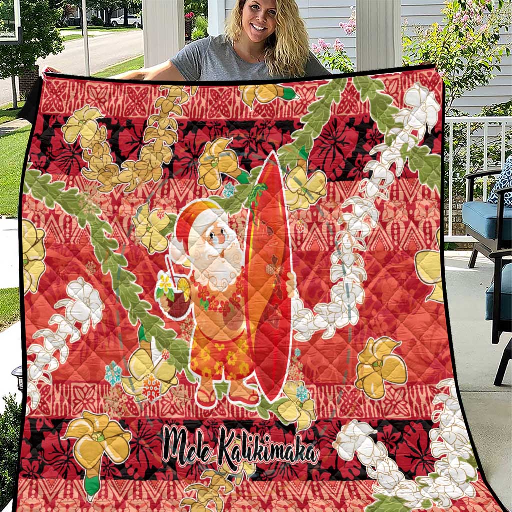 Hawaii Santa Mele Kalikimaka Quilt Tropical Puakenikeni Lei with Polynesian Tribal Pattern - Polynesian Pride