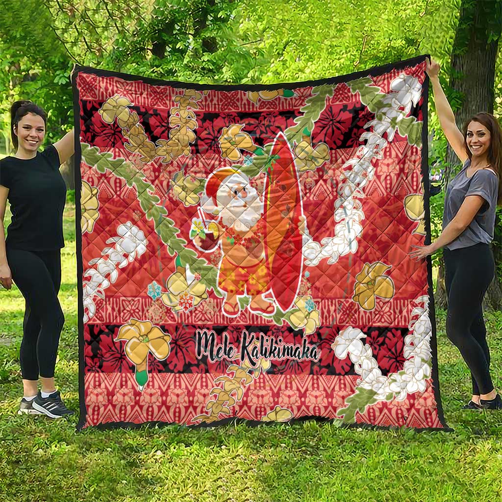 Hawaii Santa Mele Kalikimaka Quilt Tropical Puakenikeni Lei with Polynesian Tribal Pattern - Polynesian Pride
