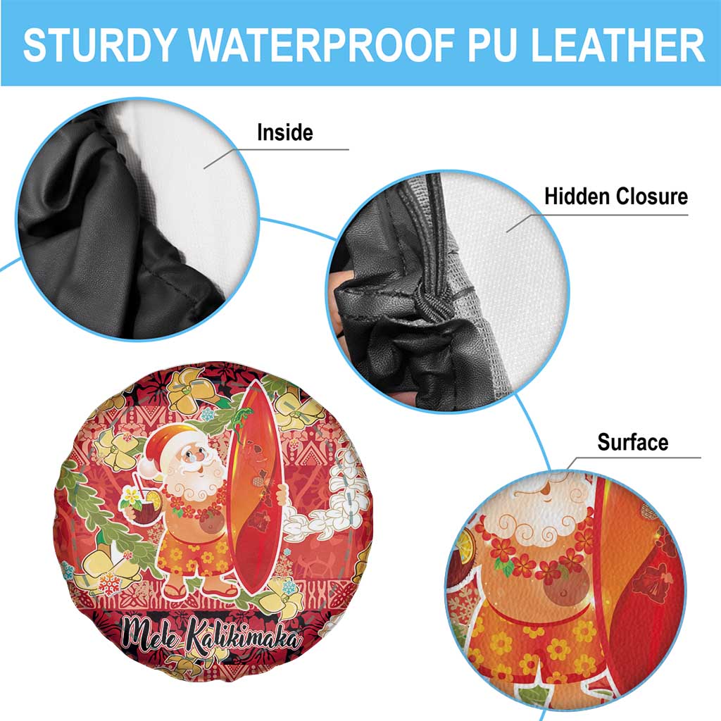 Hawaii Santa Mele Kalikimaka Spare Tire Cover Tropical Puakenikeni Lei with Polynesian Tribal Pattern - Polynesian Pride