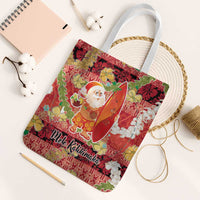 Hawaii Santa Mele Kalikimaka Tote Bag Tropical Puakenikeni Lei with Polynesian Tribal Pattern - Polynesian Pride