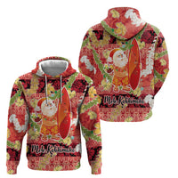 Hawaii Santa Mele Kalikimaka Zip Hoodie Tropical Puakenikeni Lei with Polynesian Tribal Pattern - Polynesian Pride