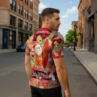 Hawaii Santa Mele Kalikimaka Zipper Polo Shirt Tropical Puakenikeni Lei with Polynesian Tribal Pattern - Polynesian Pride