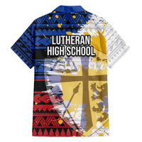 Hawaii Lutheran High School Family Matching Off Shoulder Maxi Dress and Hawaiian Shirt Kakau Pattern Splash Style LT03 - Polynesian Pride