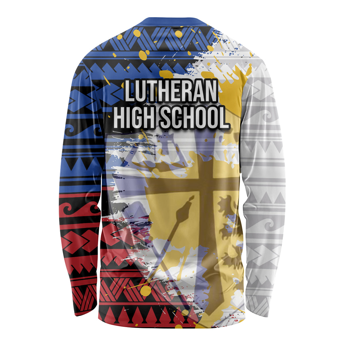 Hawaii Lutheran High School Long Sleeve Shirt Kakau Pattern Splash Style LT03 - Polynesian Pride