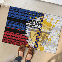 Hawaii Lutheran High School Rubber Doormat Kakau Pattern Splash Style LT03 - Polynesian Pride