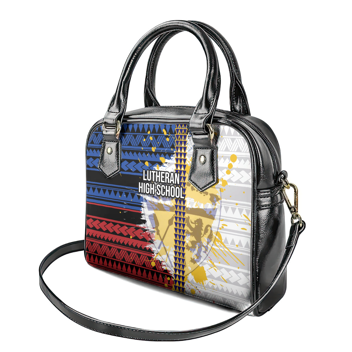 Hawaii Lutheran High School Shoulder Handbag Kakau Pattern Splash Style LT03 - Polynesian Pride