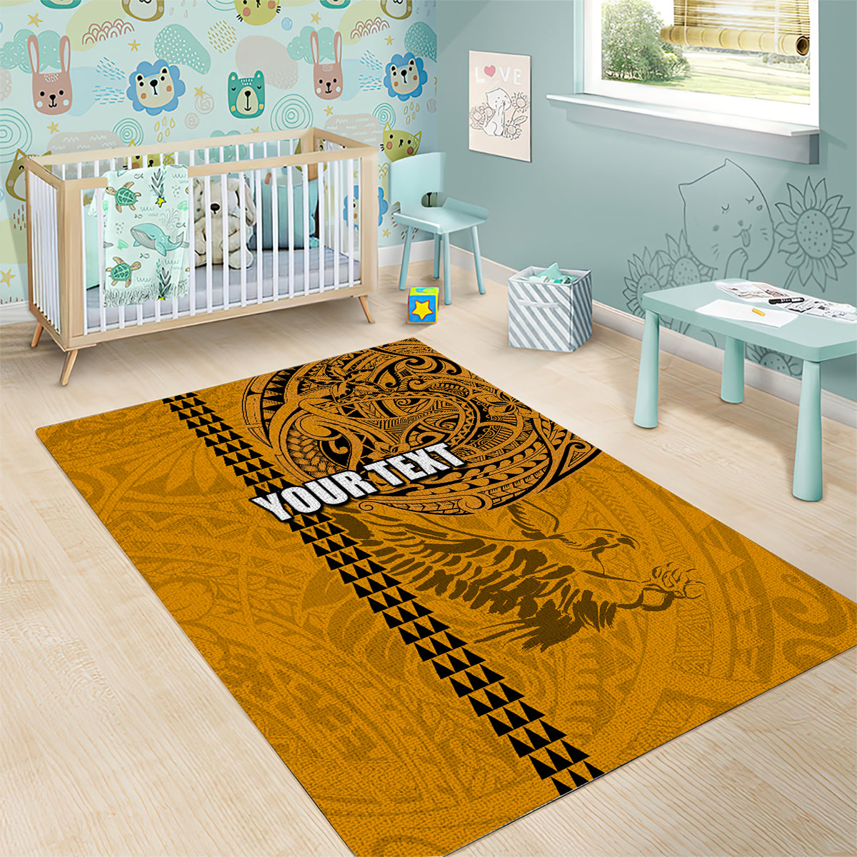 Nanakuli High and Intermediate School Area Rug Tribal Kakau Pattern LT03 - Polynesian Pride