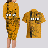 Nanakuli High and Intermediate School Couples Matching Long Sleeve Bodycon Dress and Hawaiian Shirt Tribal Kakau Pattern LT03 - Polynesian Pride