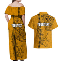 Nanakuli High and Intermediate School Couples Matching Off Shoulder Maxi Dress and Hawaiian Shirt Tribal Kakau Pattern LT03 - Polynesian Pride