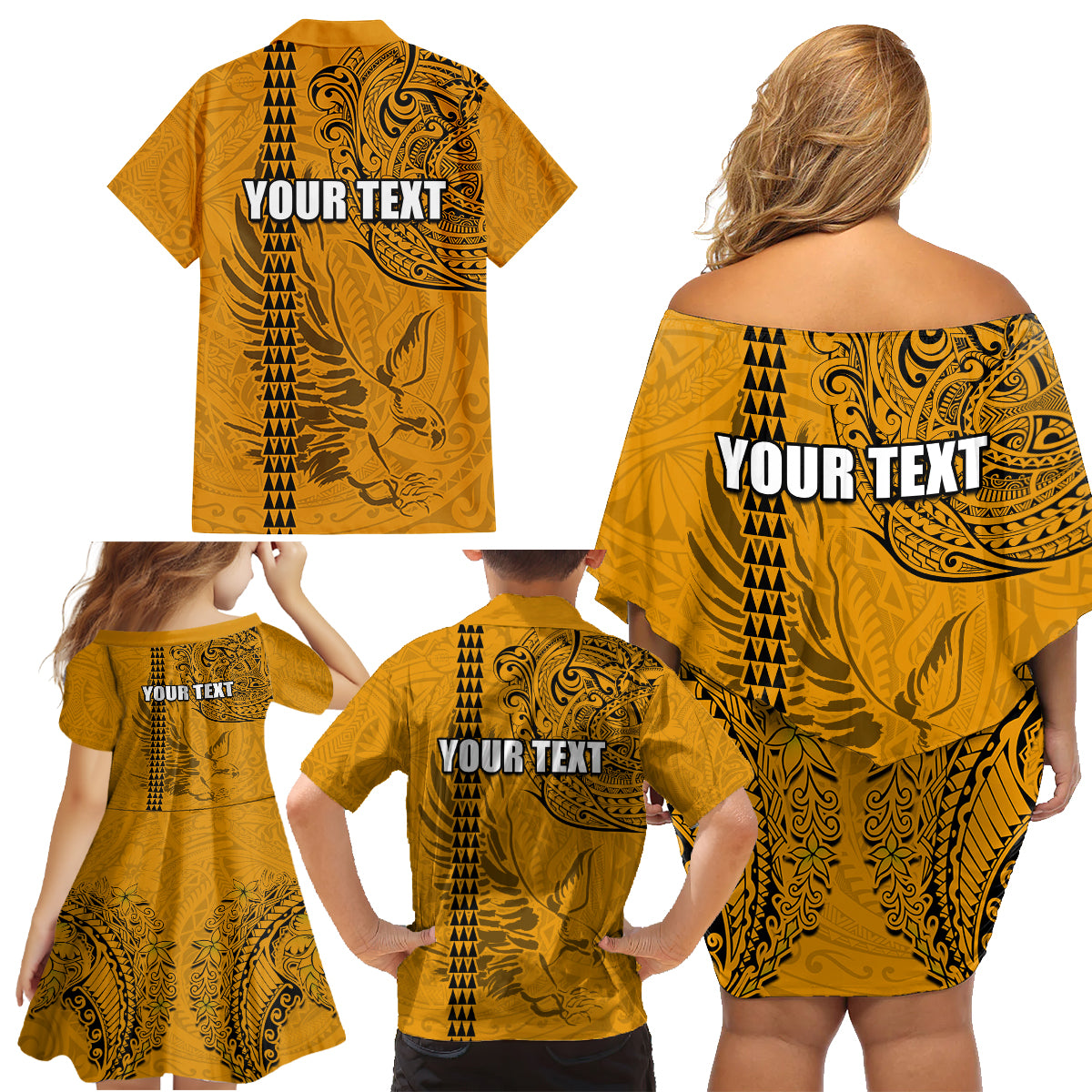 Nanakuli High and Intermediate School Family Matching Off Shoulder Short Dress and Hawaiian Shirt Tribal Kakau Pattern LT03 - Polynesian Pride