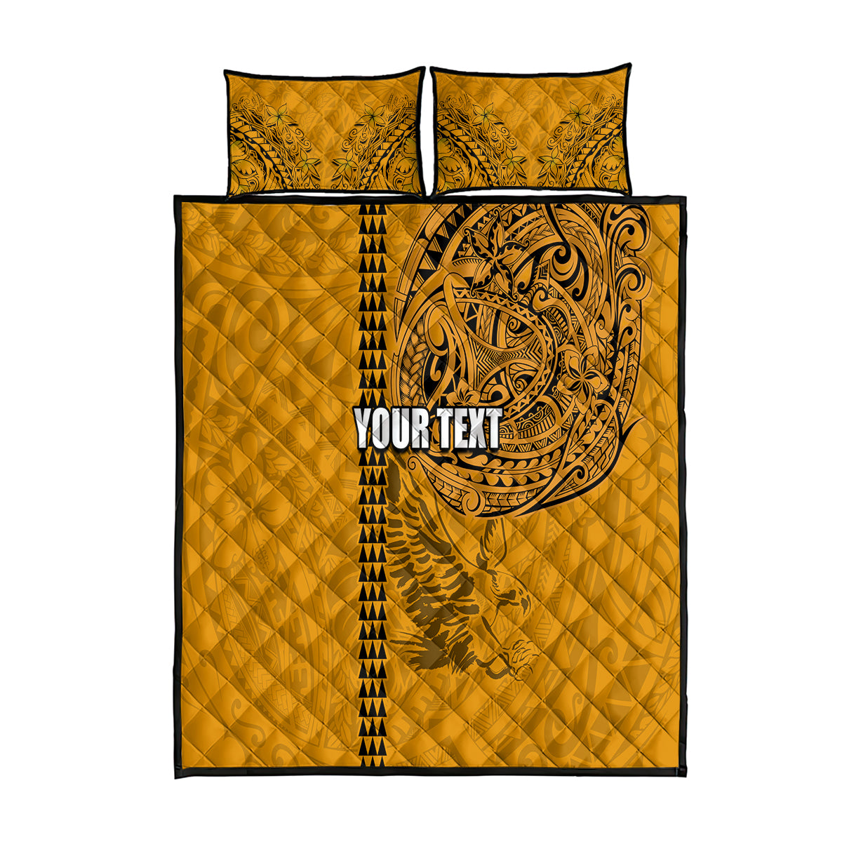Nanakuli High and Intermediate School Quilt Bed Set Tribal Kakau Pattern LT03 Yellow - Polynesian Pride